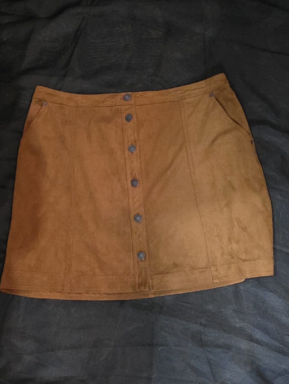 #250 Abercrombie & Fitch Faux Suede Button Front Mini Skirt Tan Size XL